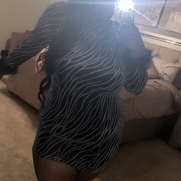 Zebra Print Fur Midi Dress - Picture 2 of 3